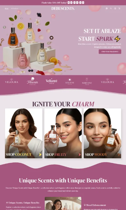 Debuscents — mobile storefront preview