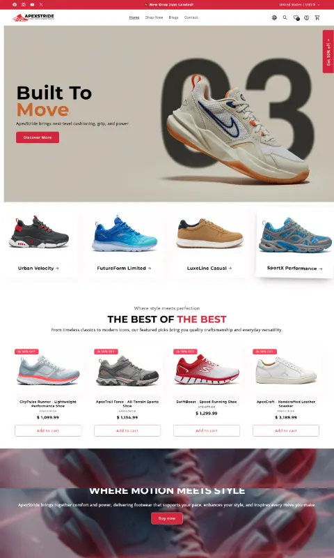 Footwear — mobile storefront preview