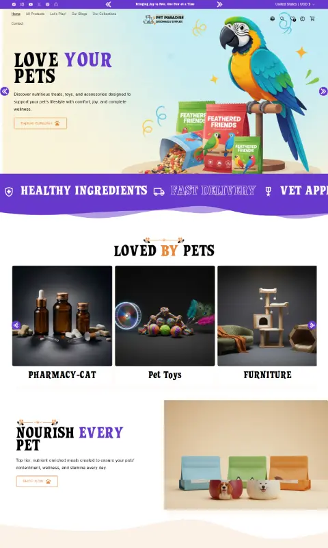 Pets — mobile storefront preview