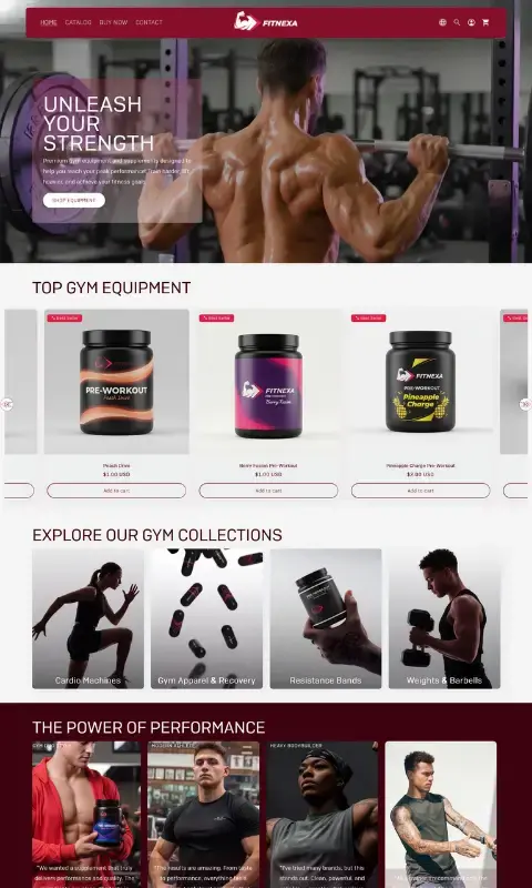 FitNexa — mobile storefront preview